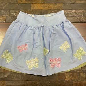 Talbot Kids Linen Blue Embroidered Butterfly Skirt